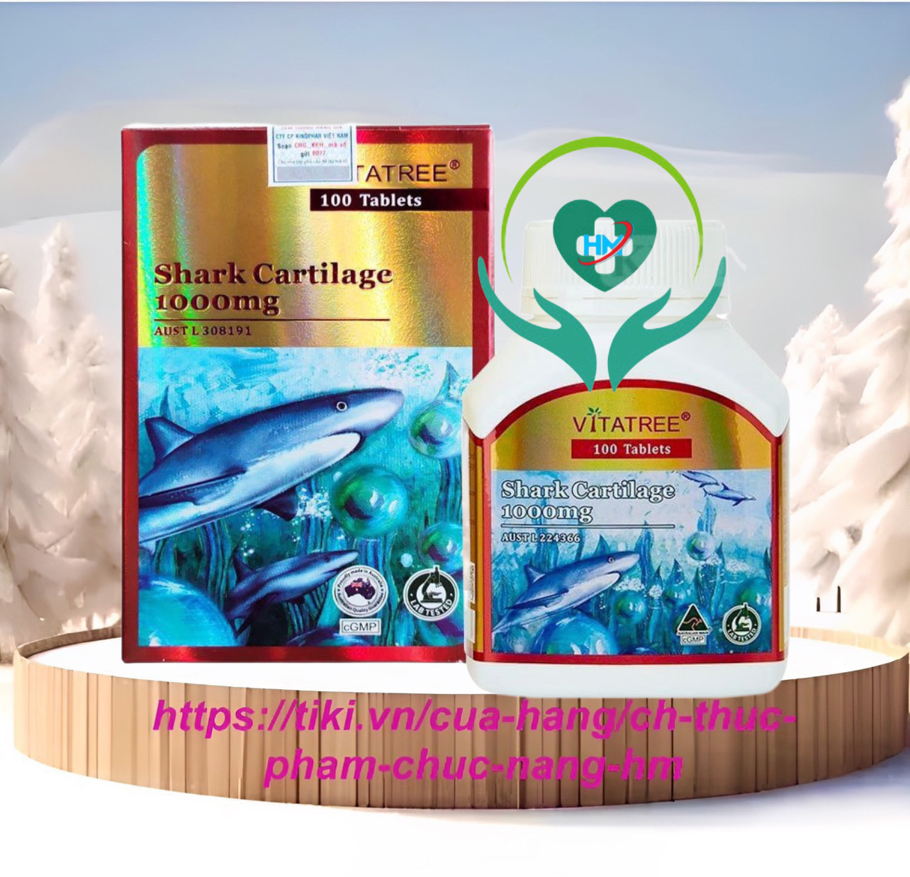 Viên uống dưỡng khớp Vitatree Shark cartilage 1000mg, hộp 100v, nhập khẩu Úc
