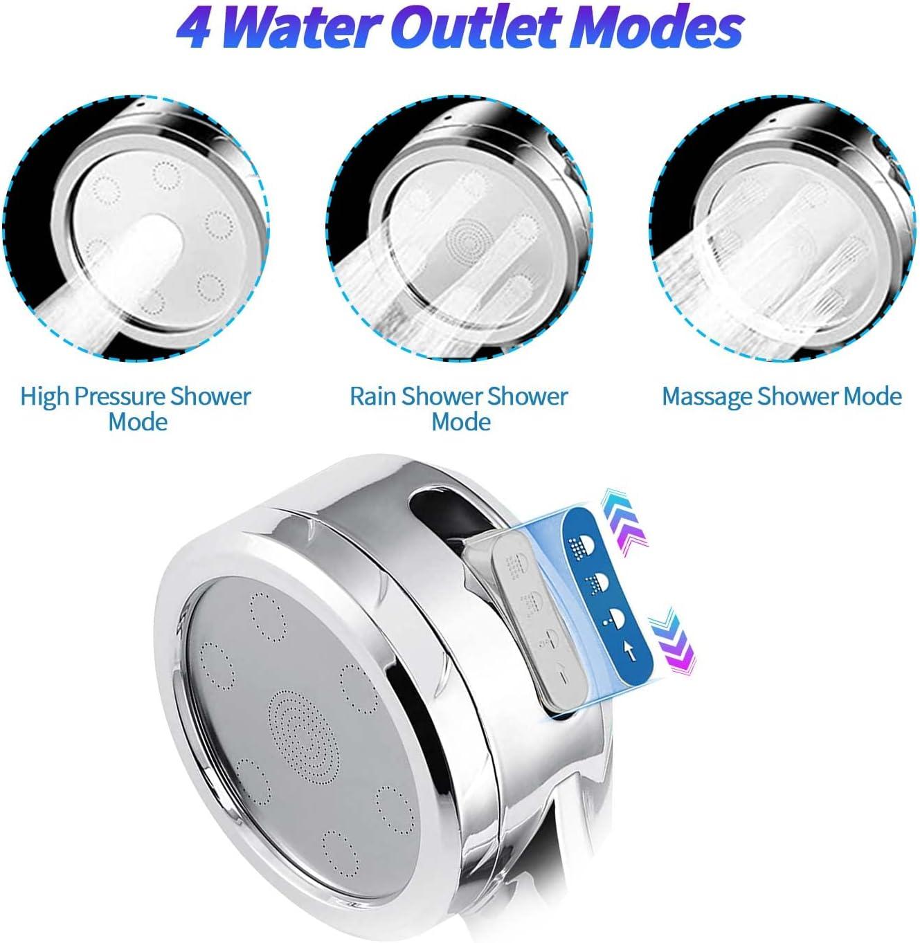 Đầu vòi hoa sen, đầu vòi hoa sen phổ quát với màn hình nhiệt độ, đầu tắm tiết kiệm nước với 4 chế độ tắm, đầu vòi hoa sen áp suất cao với nút Break