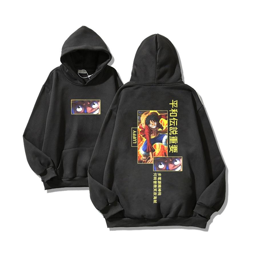 Áo Hoodie Nam Nữ LUFFY Vải Nỉ Ngoại Dầy Nón 2 Lớp Tay Bo Gân, Anam Store