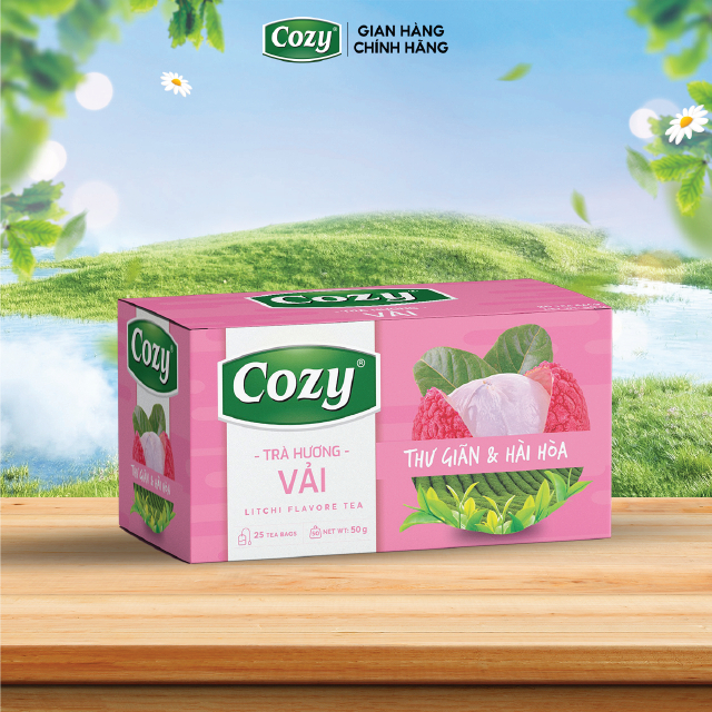 Cozy Trà Cozy túi lọc Hương Vải 25 túi x 2g Hộp