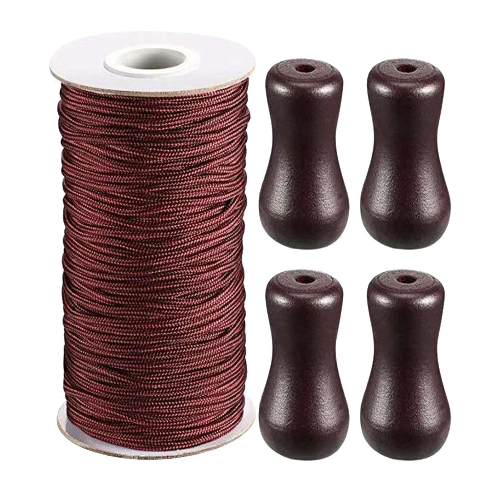 Brown Braided Lift Shade Cord Wood Pendant for Aluminum Blind Shade
