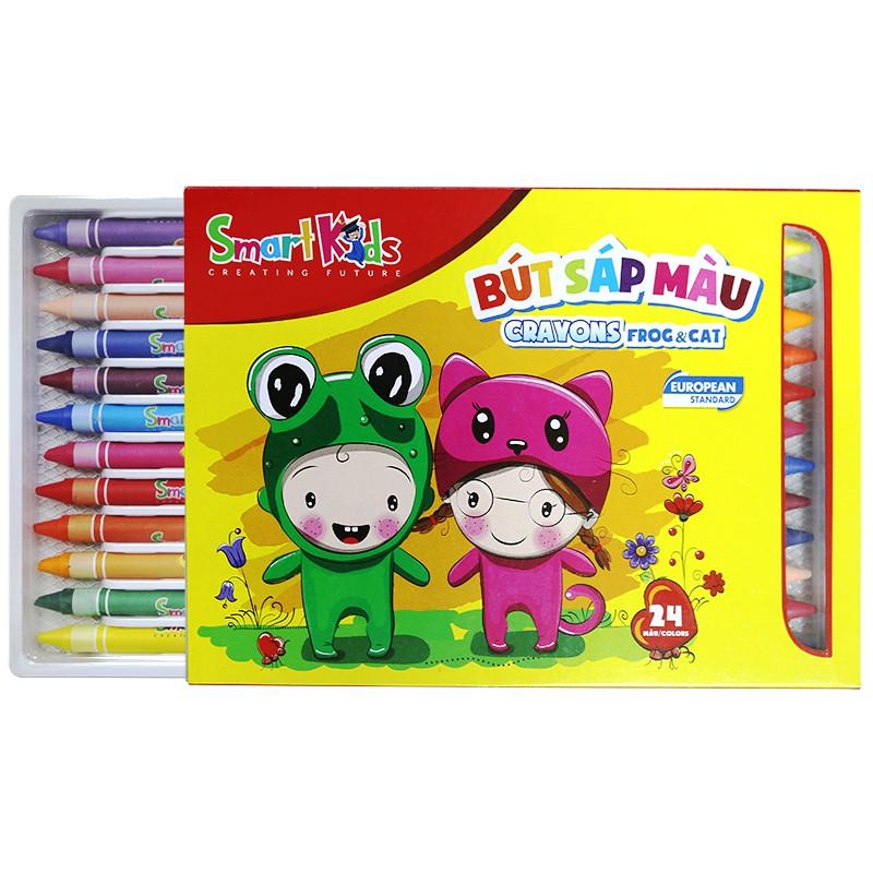 Sáp màu Smartkids FROG &amp;amp; CAT khay nhựa (Hộp 24 màu)