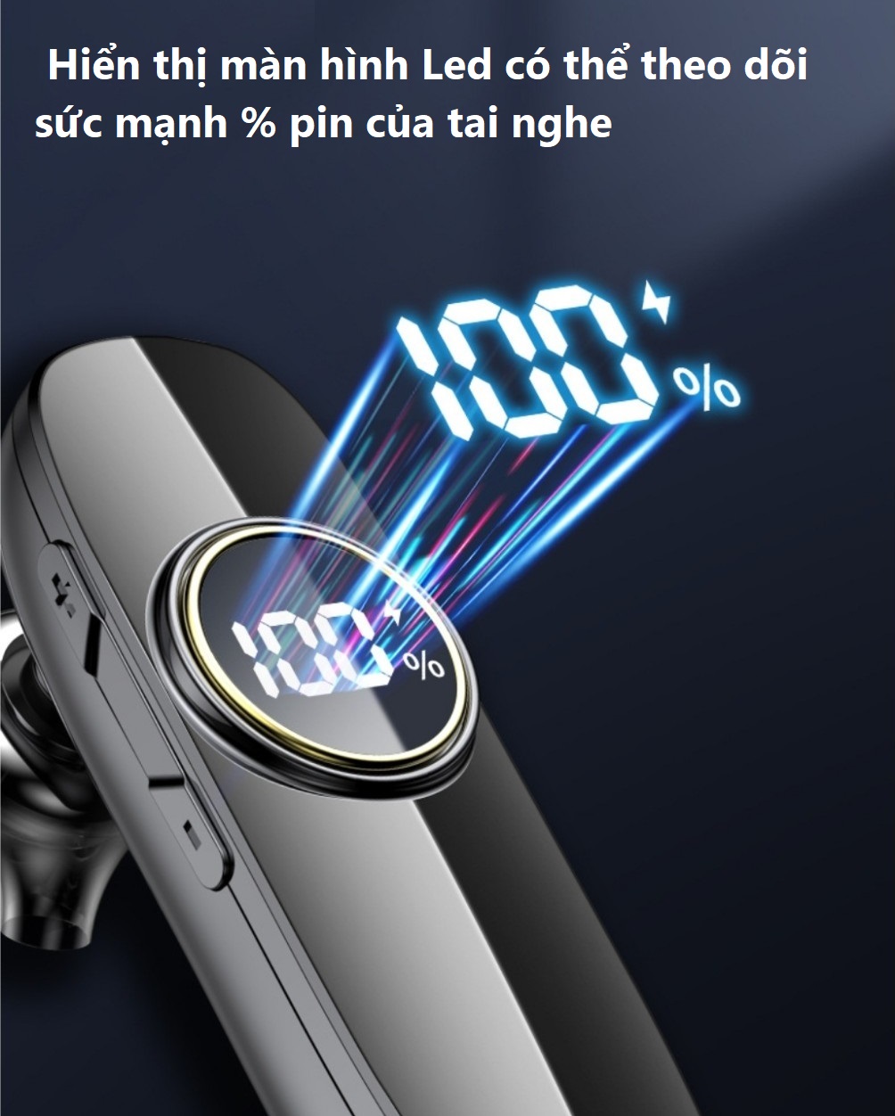 Tai Nghe Bluetooth Không Dây Chip 5.2 Màn Hình Led , Dung Lượng Pin Lớn 300mAh Có Thể  Sử Dụng Liên Tục Từ 20h - 40h .