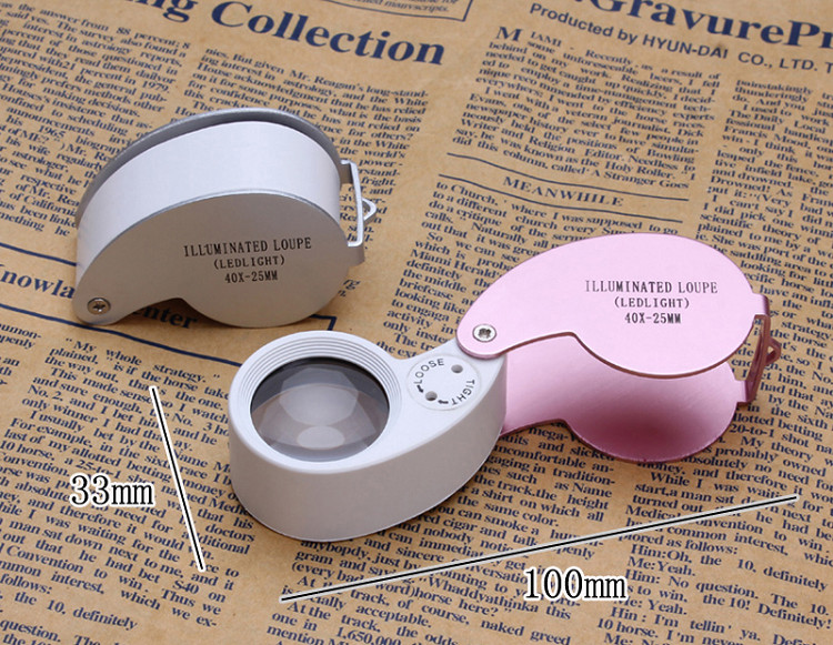Kính lúp mini cầm tay 40x-25mm có đèn led trợ sáng sang trọng cao cấp K21011