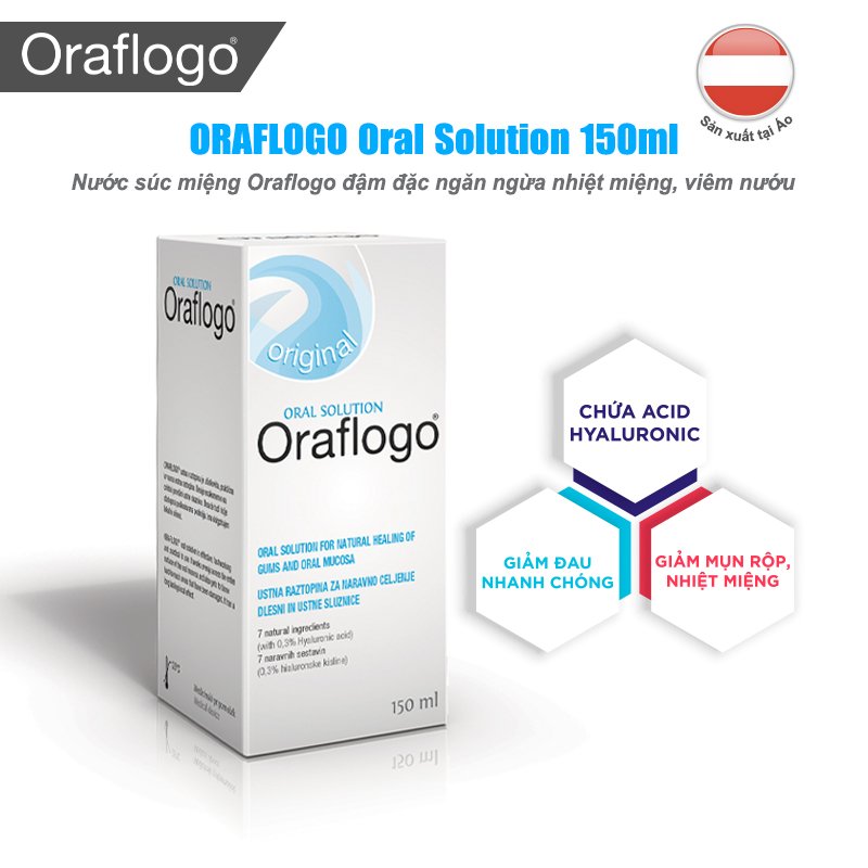 Nước súc miệng kiểm soát nhiệt miệng, sưng, viêm nướu Oraflogo Oral Solution Chai 150ml (Date 9/2023)