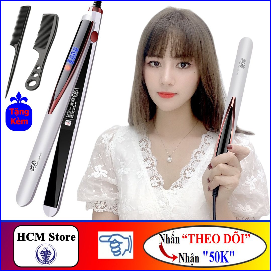 Máy Duỗi Ép Tóc, Uốn Tóc Cao Cấp, Máy Ép Tóc Chính Hãng PIAOGE Tích Hợp 4 Mức Điều Chỉnh Nhiệt Độ - Tặng kèm 2 Món Phụ Kiện - Lớn