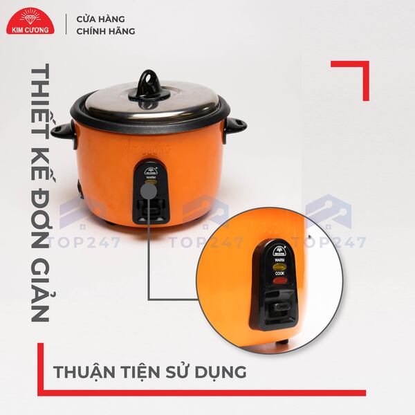 Nồi Cơm Điện Kim Cương 0.8 Lít Nắp Rời Chống Dính - Hàng Chính Hãng