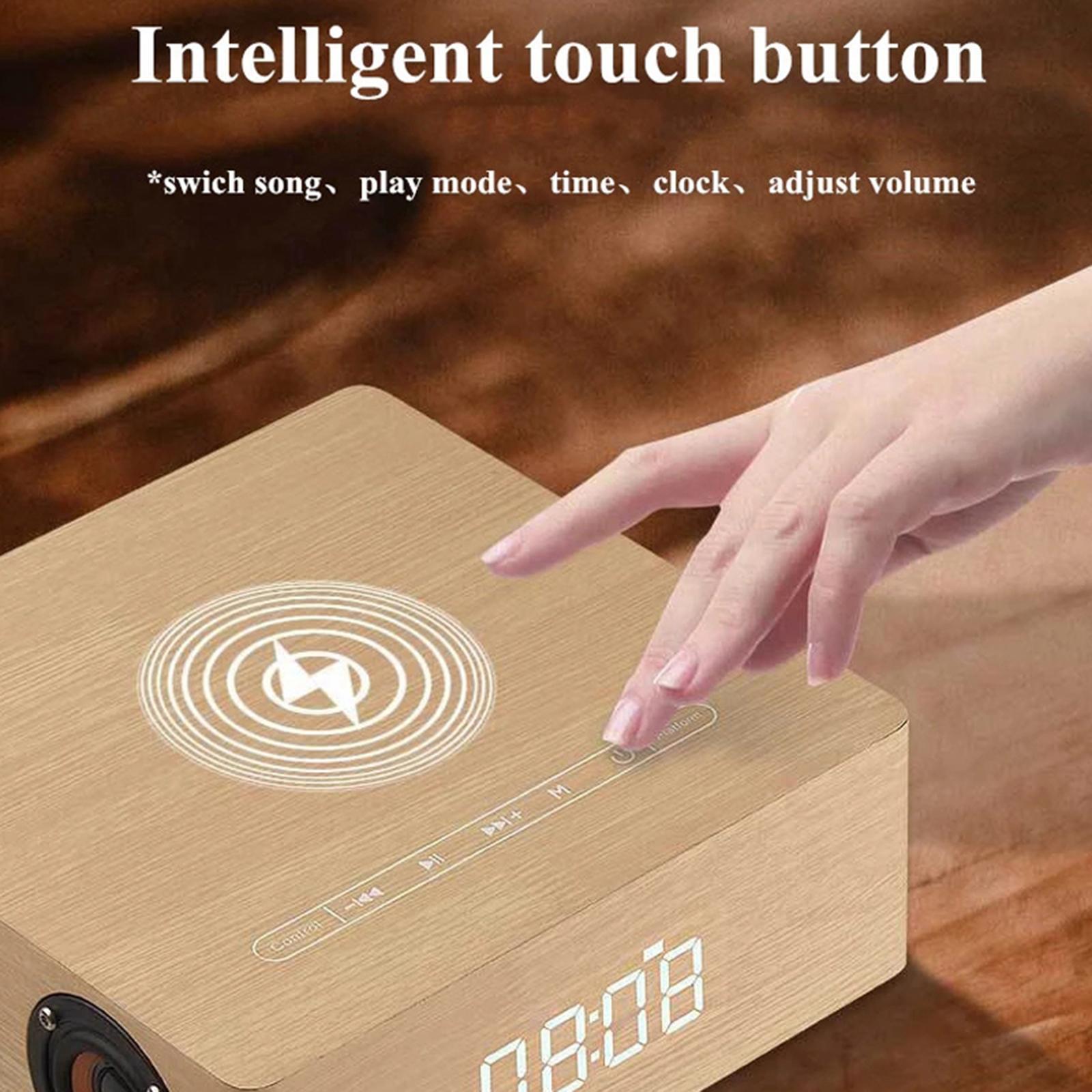 Retro Multi-Function Bluetooth Speaker Alarm Clock Wireless Charger