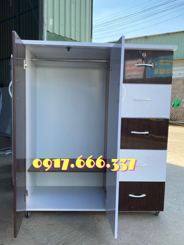 Tủ Nhựa Đài Loan 2 Cánh 5 Hộc 125x106x42CM  Đựng Quần Áo, Đồ Dùng cho Gia Đình Cao cấp - Sang Trọng