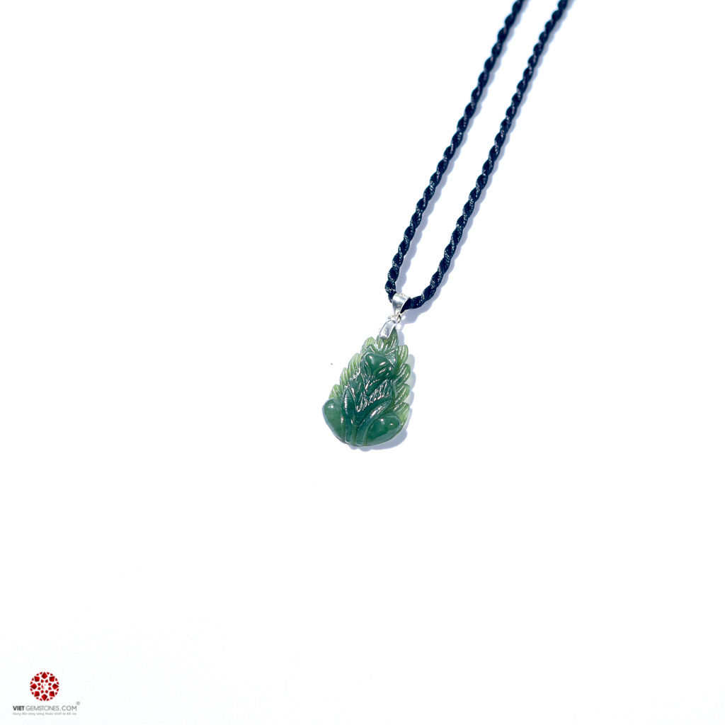 Mặt dây chuyền Cửu Vỹ Hồ Ly Ngọc Bích (Nephrite) - Hỗ trợ tất cả các mệnh - Sản phẩm được tặng kèm dây đeo | VietGemstones