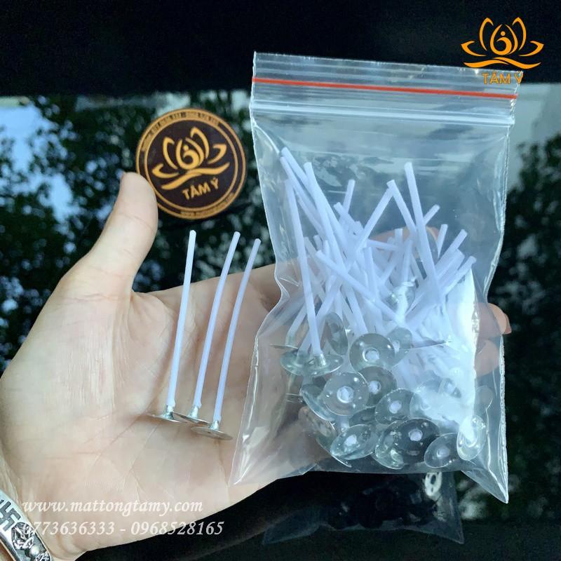 1 gói 50-100c Tim nến bơ, đèn bơ 2-4-6-9-10-12,5-18-22cm