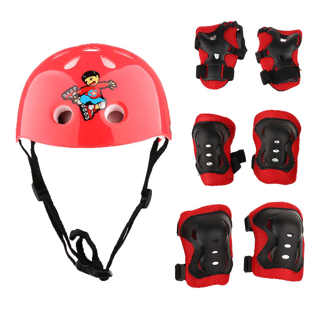 7 Pieces Kids Roller Skating Cycling Helmet Knee Elbow Pad Wrist Guard Sets Pink