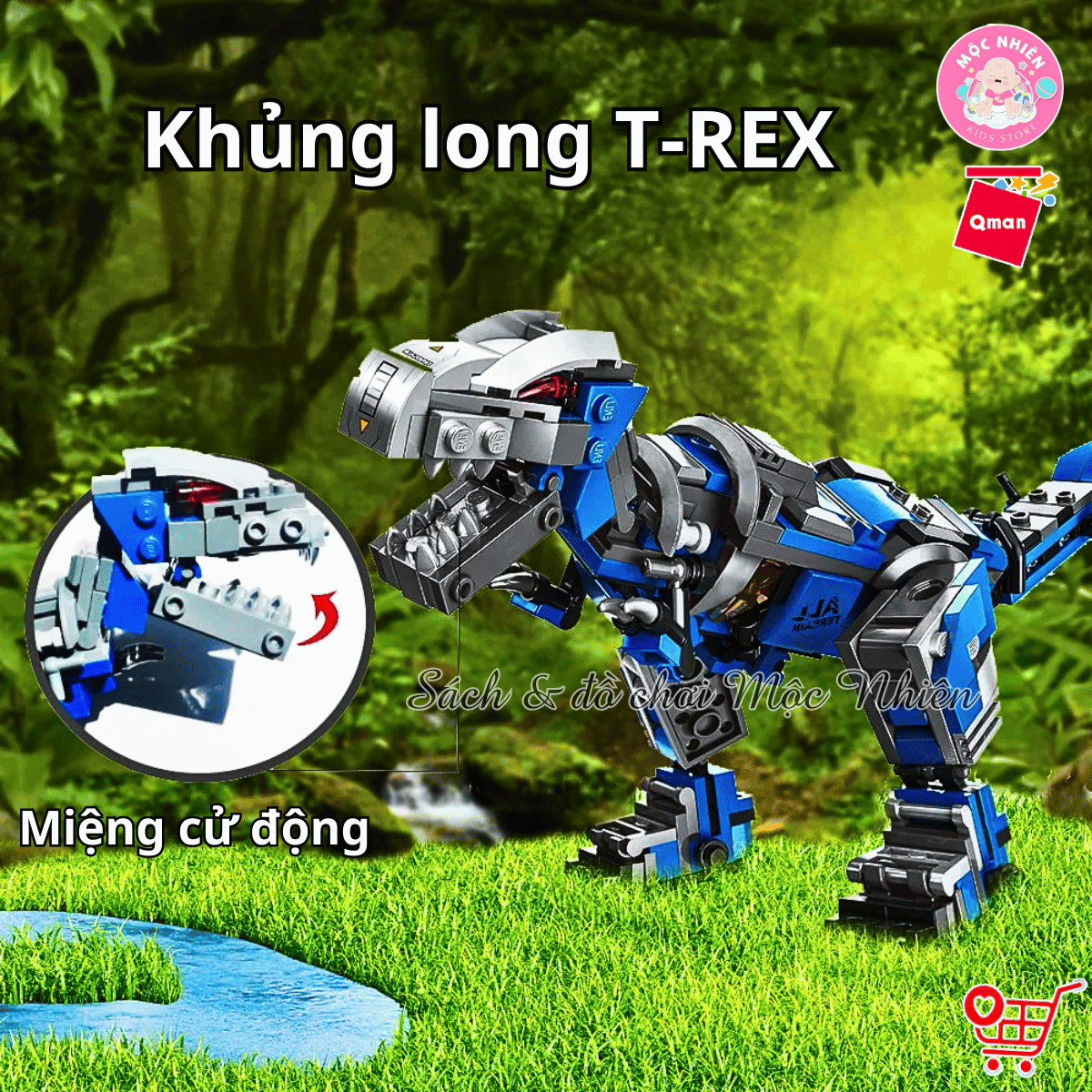 Đồ chơi lắp ráp, xếp hình Qman 4803 - Khủng long biến hình (375 mảnh ghép) - Dành cho bé trai từ 6 tuổi