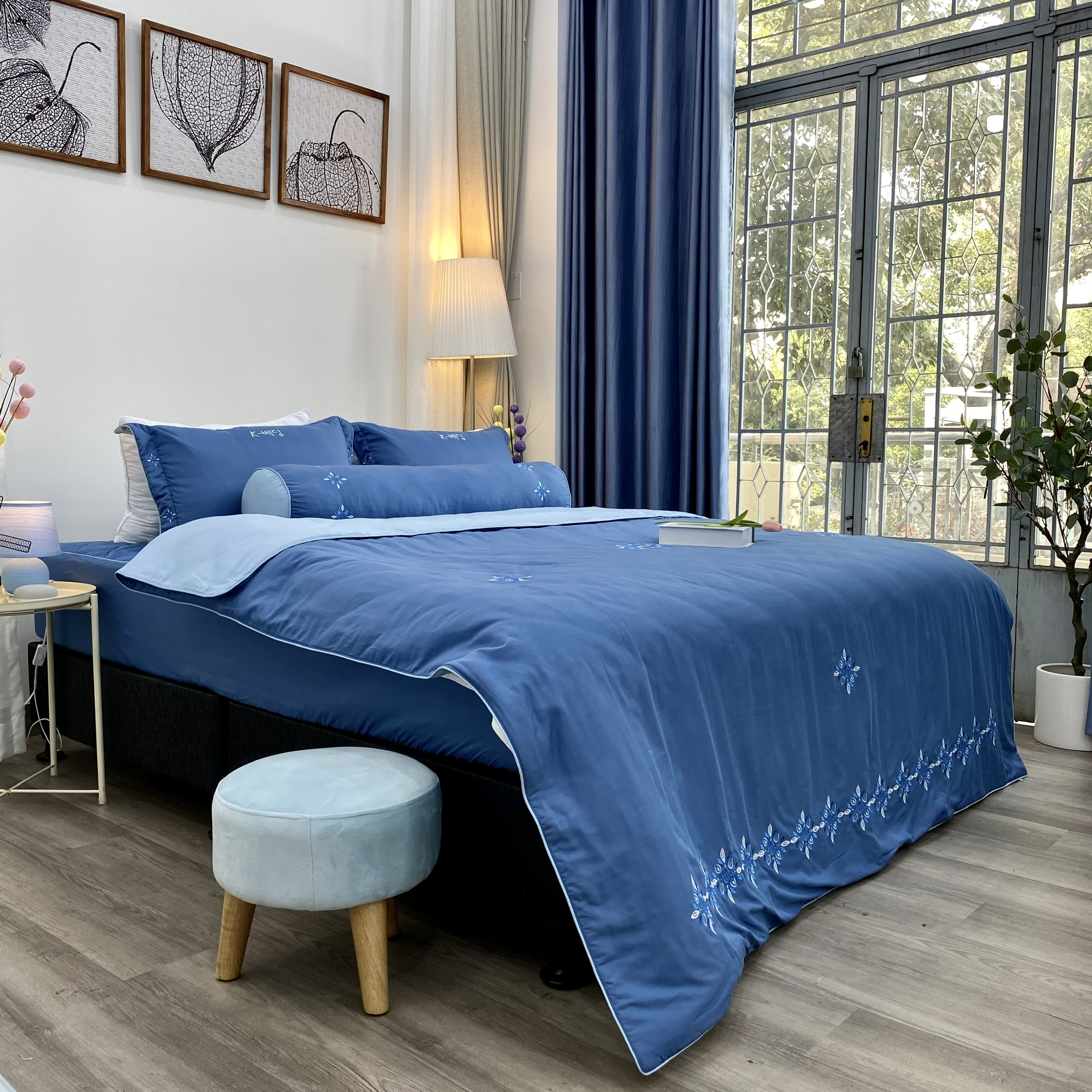 Chăn bốn mùa Hàn Quốc K-Bedding by Everon MicroTencel Xanh Đậm KMTS105 200*220cm