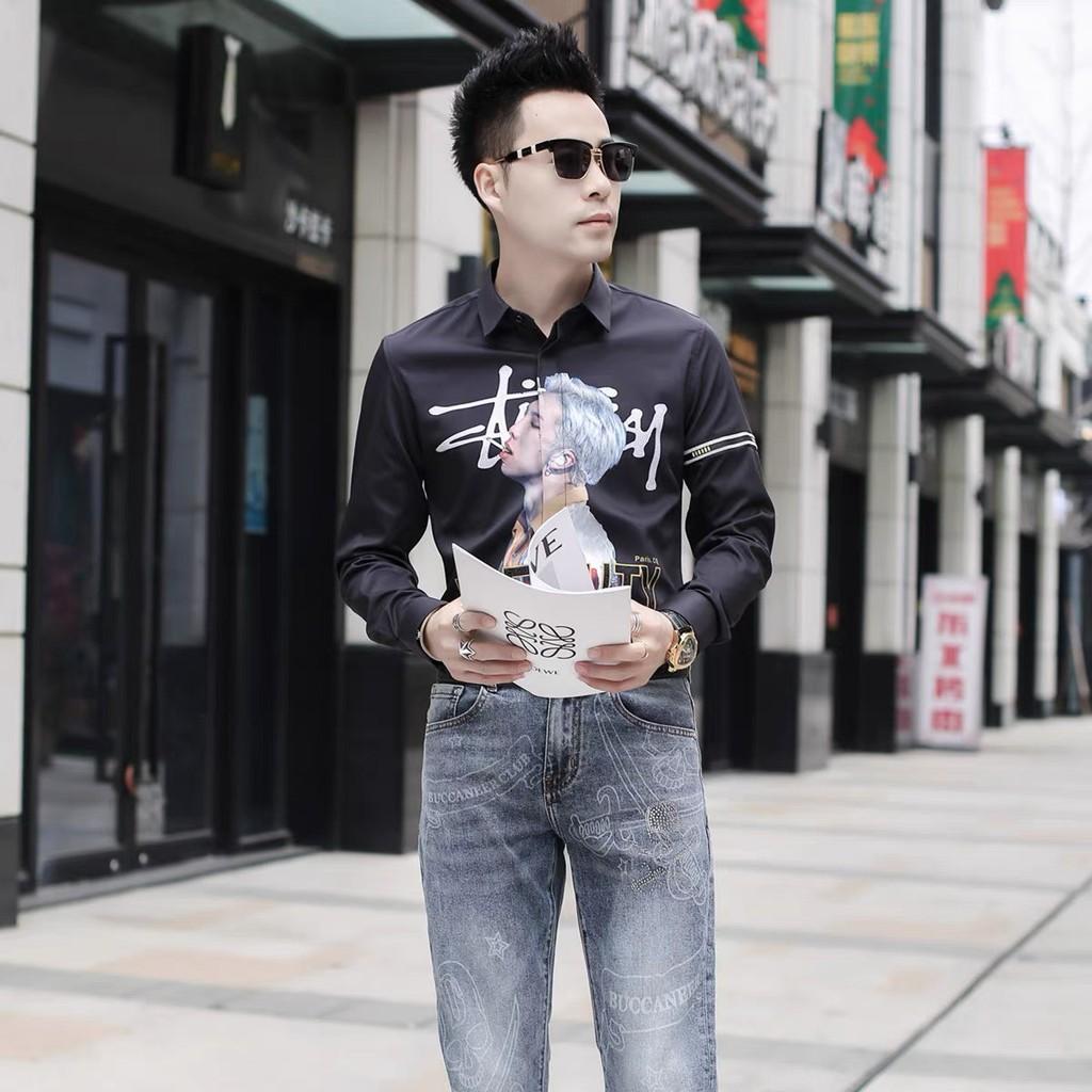 Áo sơ mi in chữ 3D B.EIAUTY form ôm dáng không nhăn
