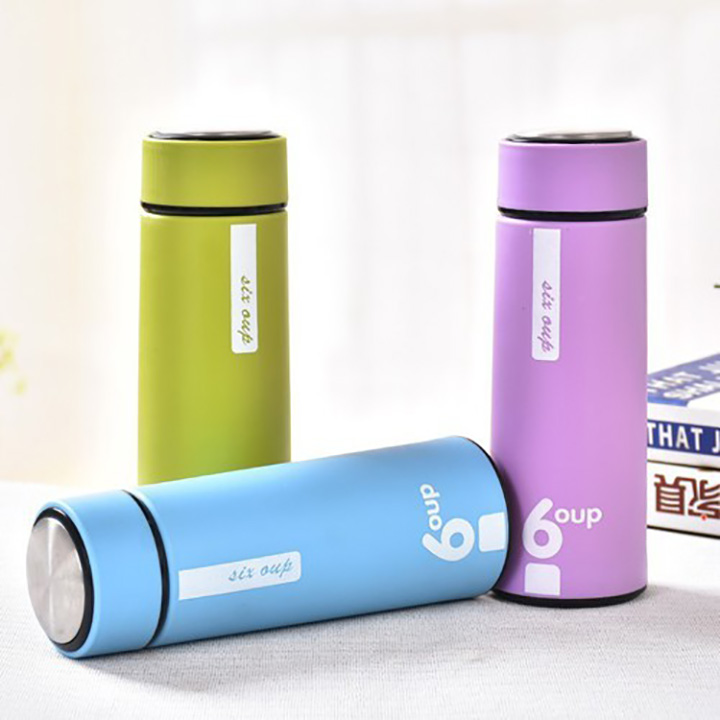 Bình Đựng Nước Giữ Nhiệt Lõi Thủy Tinh Chống Nóng 6 Oup Siêu Bền Đẹp 450ml -Tím