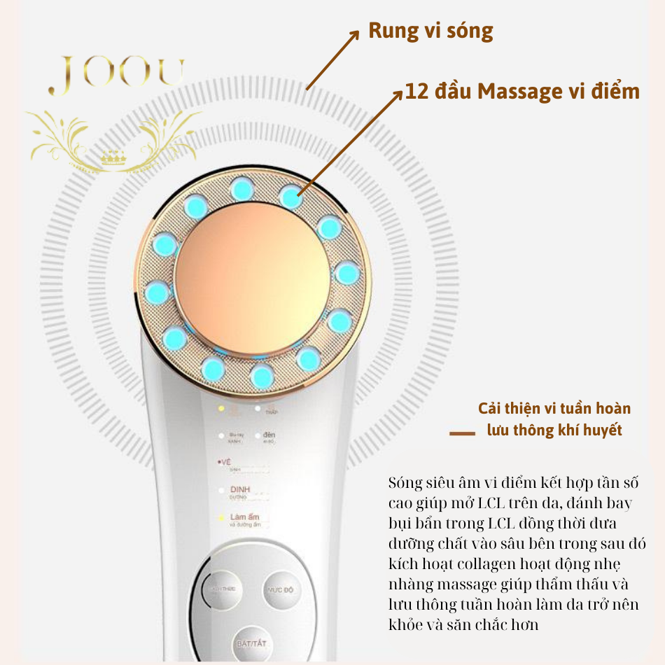 Máy Điện Di Ion Âm Dương và Ánh Sáng Sinh Học JOOU ES-1021 Máy Massage Mặt Công nghệ EMS
