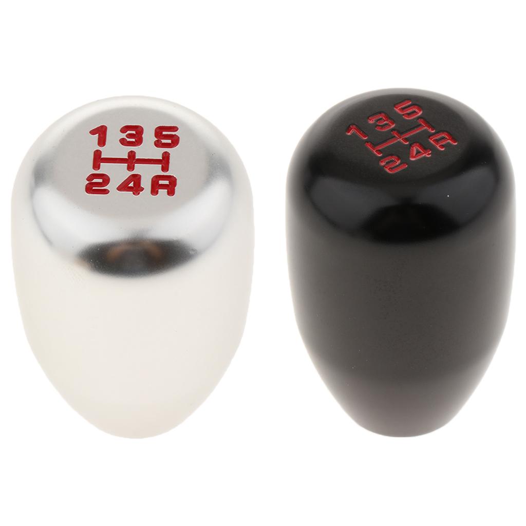 Car Truck Handle 5-Speed Gear Stick Shift Knob with Adapter Black&Silver NEW