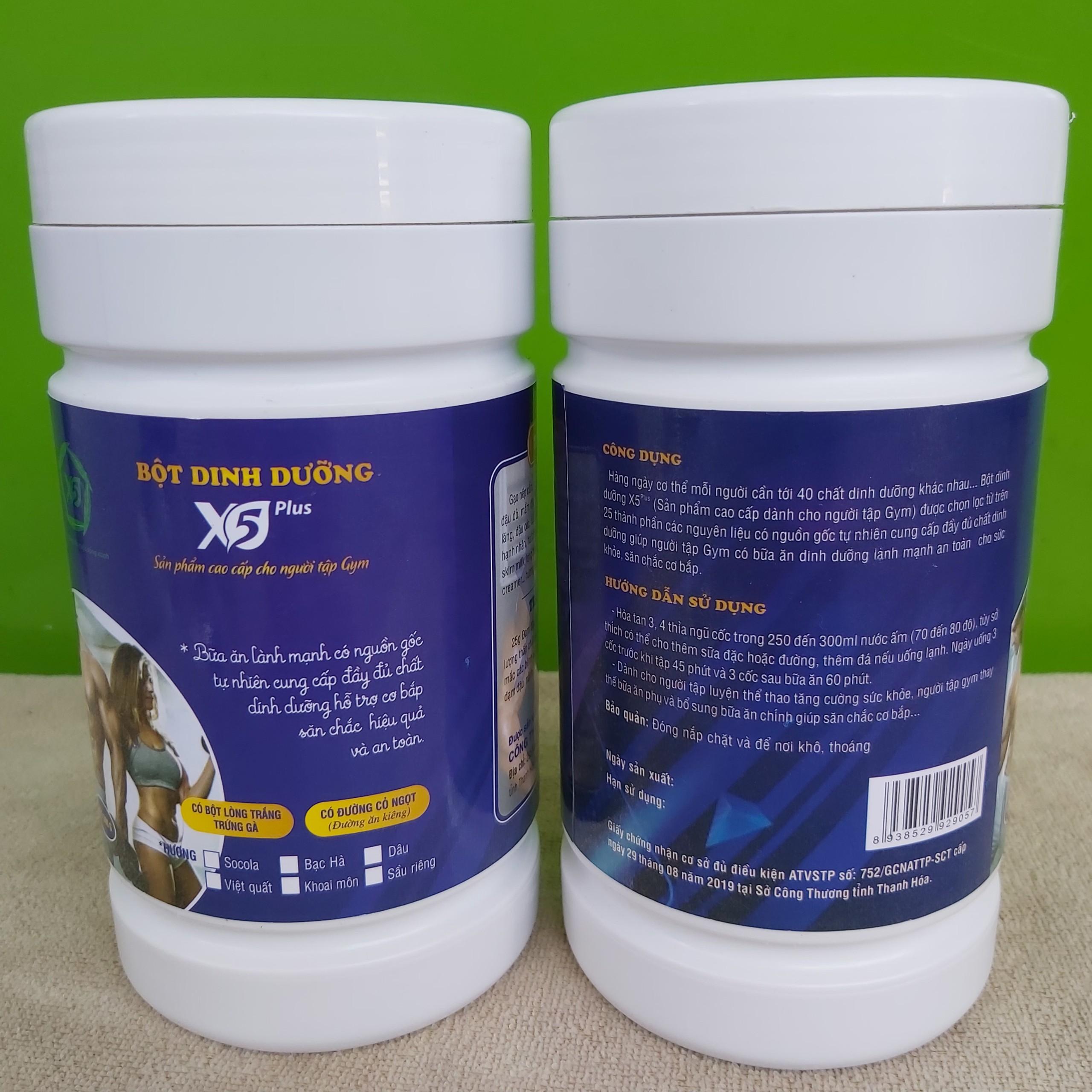 Combo 2 hộp bột ngũ cốc dinh dưỡng X5 dành cho người tập gym có whey, đạm đậu nành, Giúp Tăng Cơ, Giảm Mỡ