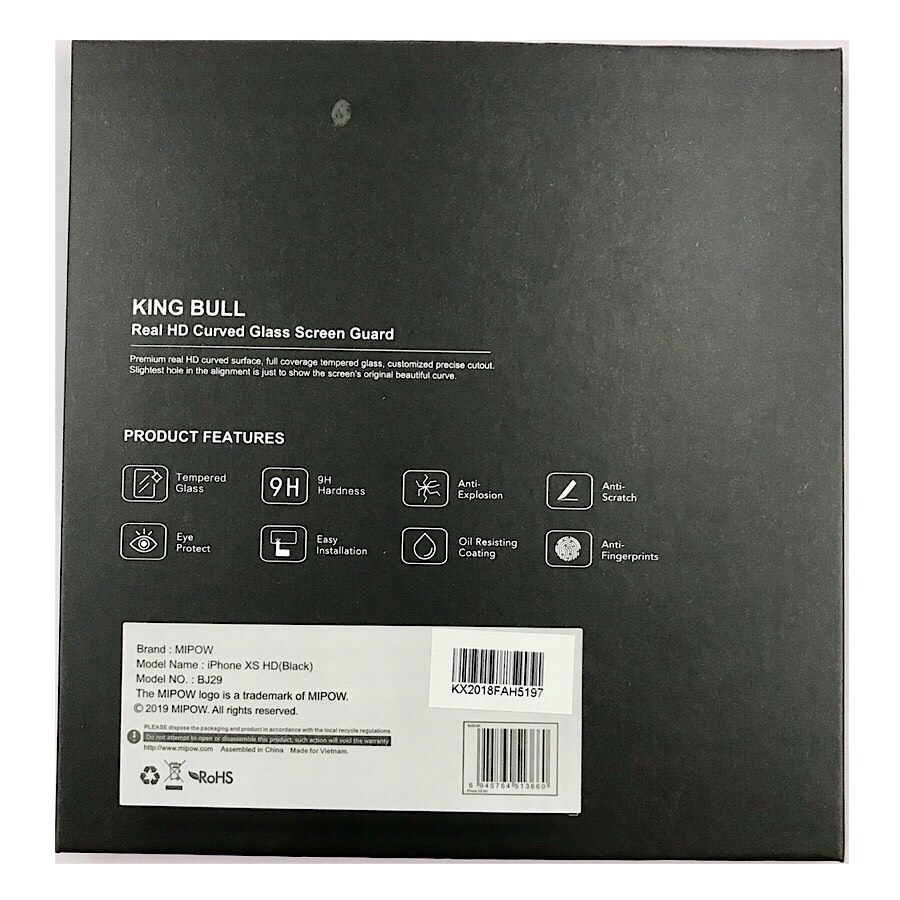 Miếng dán cường lực màn hình và Decal lưng sau cho iPhone X / Xs hiệu MIPOW King Bull chuẩn 9H (2 Trong 1) - hàng nhập khẩu
