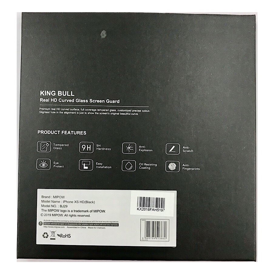 Miếng dán cường lực màn hình bảo vệ cho iPhone X / Xs hiệu MIPOW King Bull 2 Trong 1 - hàng nhập khẩu