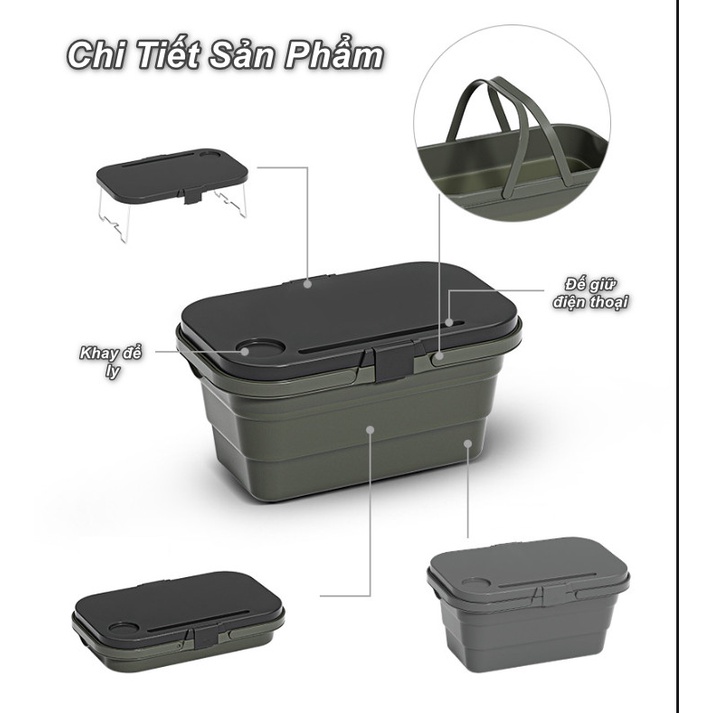 Giỏ đựng xếp gọn đi dã ngoại đa năng Storage Table Box