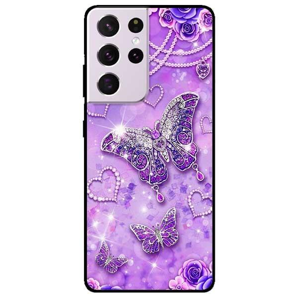 Ốp lưng dành cho Samsung Galaxy S21 - S21 Plus - S21 Ultra - mẫu Bướm Hoa Xanh