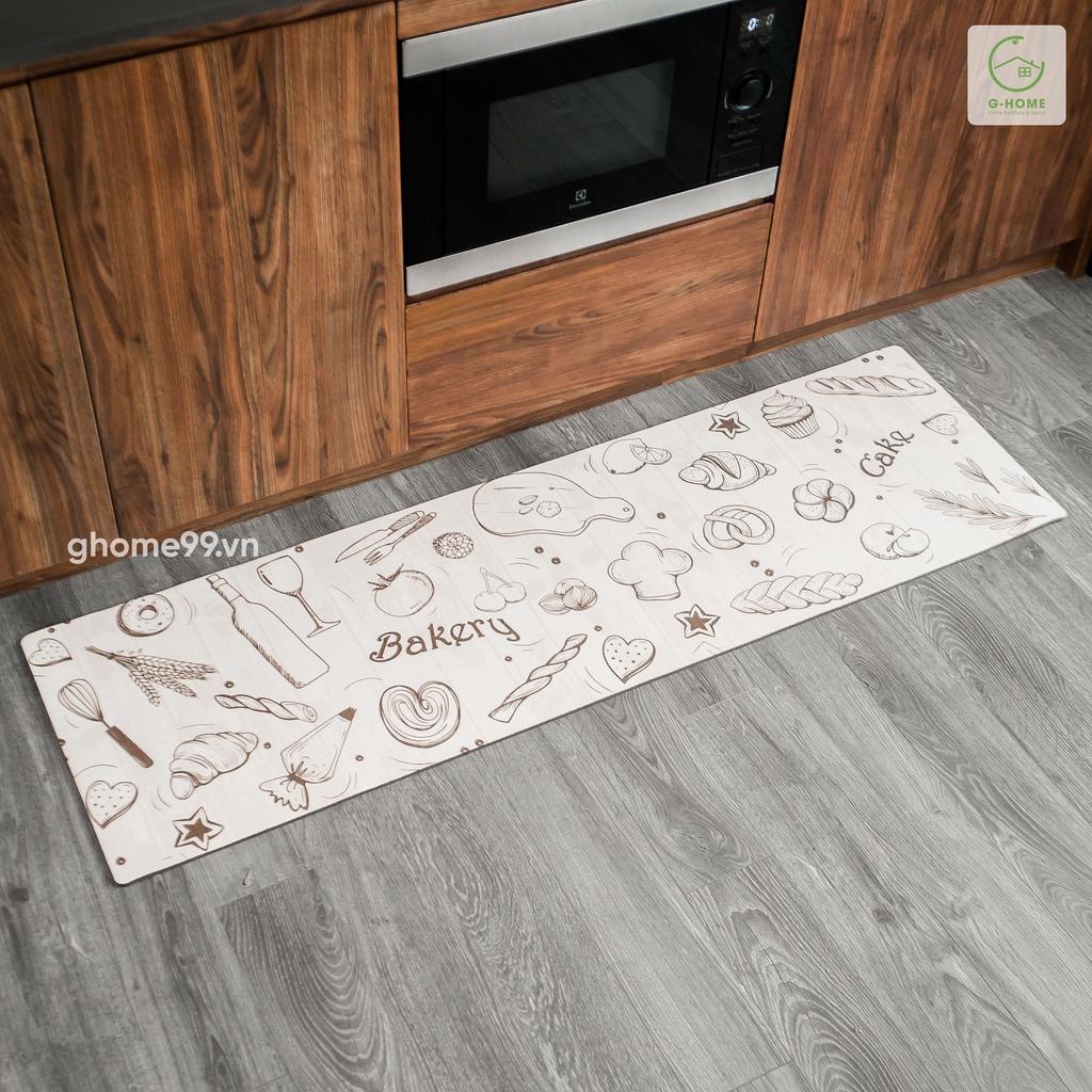 Thảm lau chân nhà bếp cao cấp Ghome, thảm bếp da 3D, không thấm nước, dầu mỡ đế cao su chống trơn trượt TB22M1
