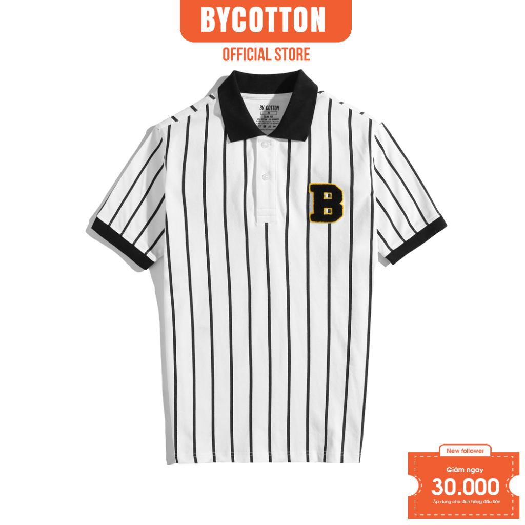 Áo Polo Nam Cao Cấp Có Cổ BY COTTON In Sọc Thêu B Nam Tính, Thanh Lịch, Sang Trọng, Trẻ Trung