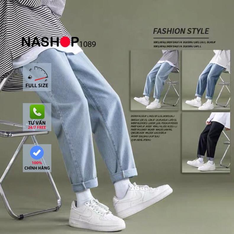 Quần jean bò baggy nam Nashop QT30 1089 quần bò ống đứng hot năm 2021