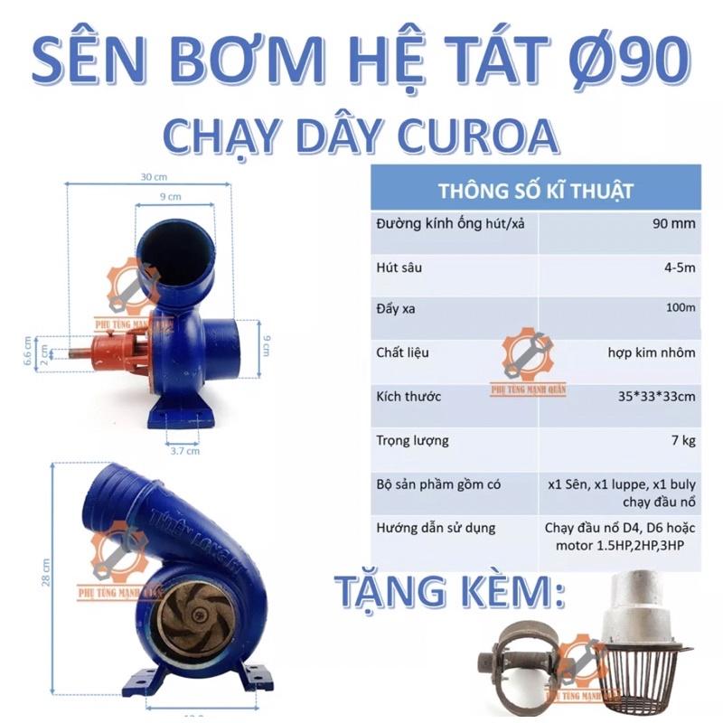 Bộ sên bơm nước đường kính 90mm chạy bằng buly da