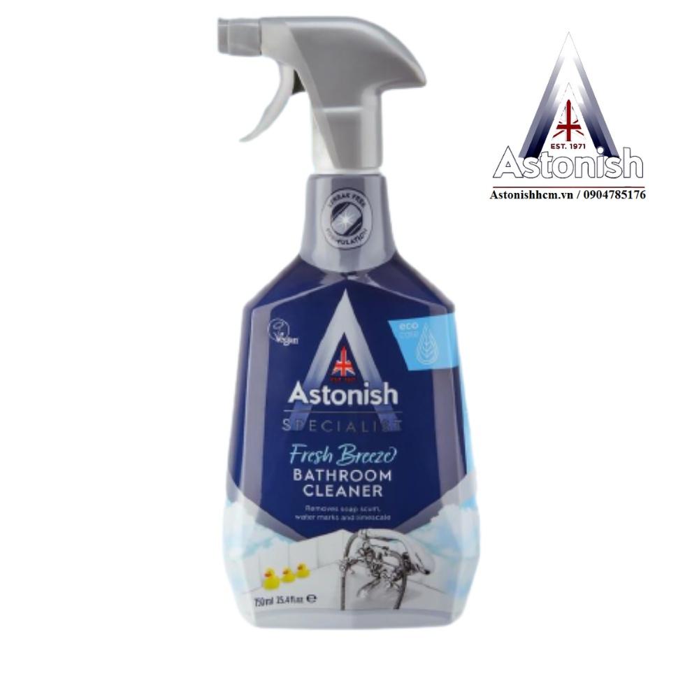 Bình xịt tẩy rửa nhà tắm Astonish C6710 750ml chuyên dùng để vệ sinh chùi rửa các thiết bị phòng tắm bao gồm vòi tắm, bồn tắm, mặt đá Ceramic, vách kính, gương, rèm nhựa và các chi tiết bằng gỗ trong phòng tắm