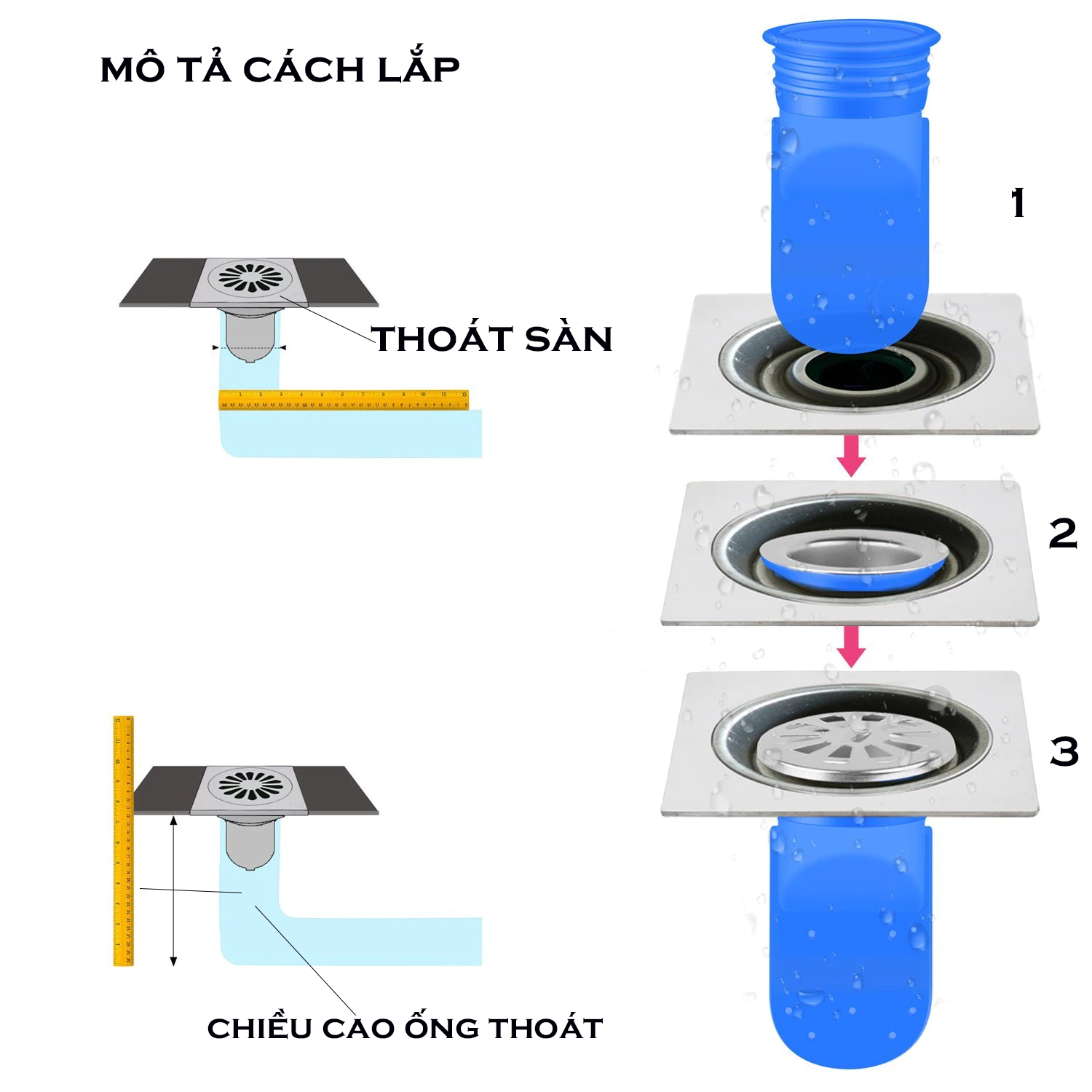 Silicone  thoát sàn chống mùi, ngăn côn trùng vi khuẩn chui lên lắp thoát sàn Nhà tắm, ống xả nước máy giặt, chậu rửa mặt - Phiên bản nâng cấp thế hệ 2 - Model S121