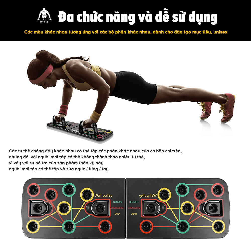 OneTwoFit Dụng cụ tập hít đất chống đẩy đa năng 12 trong 1, Bộ bàn khung tập chống đẩy gym tại nhà ngực tay vai OT191