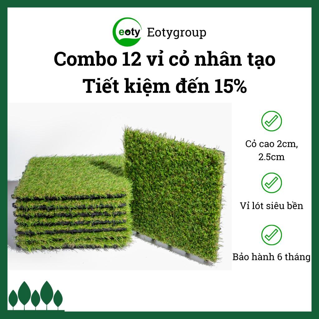 Combo 12 vỉ cỏ nhân tạo lót sàn ngoài trời, ban công, sân vườn,... thoát nước nhanh