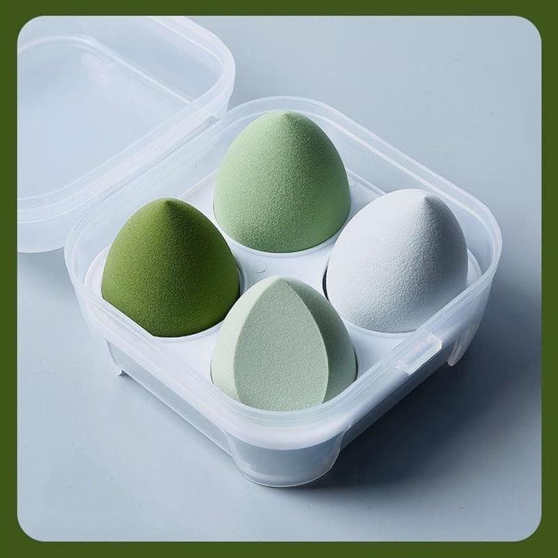 Set 4 mút tán trang điểm hình trứng SUAKE có thể sử dụng khô và ướt tiện dụng có bán lẻ - 4pcs green