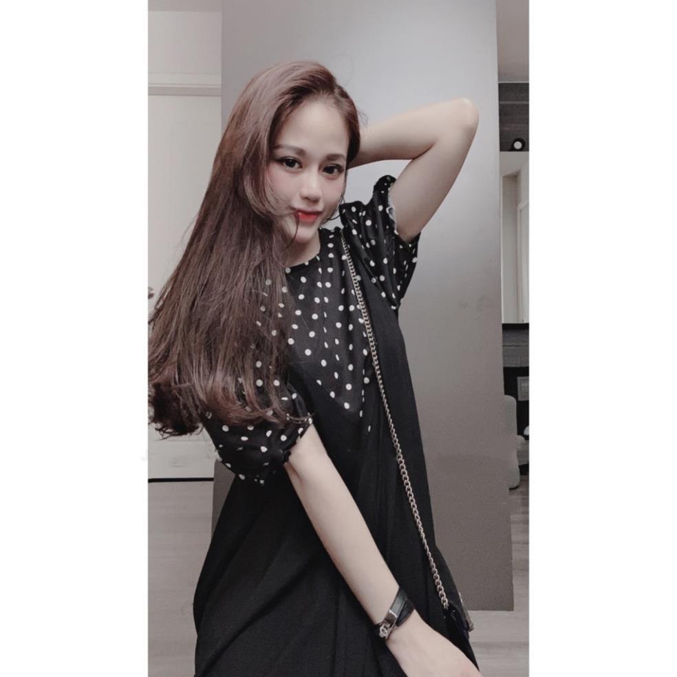Váy bầu chấm bi nhấn chữ A new 5 màu