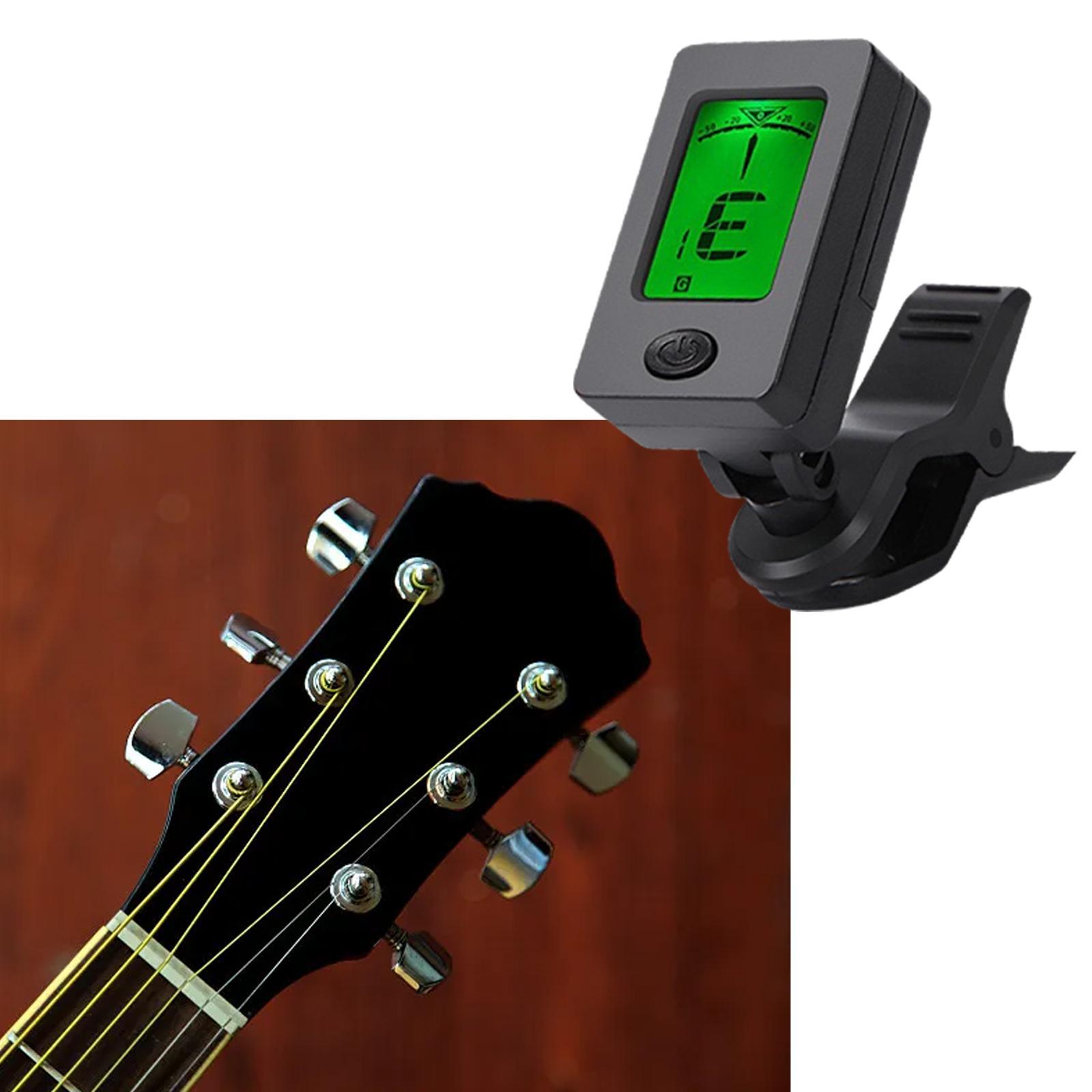 Clip on Tuner Guitar Tuner Bass Tuner Portable High Sensitivity Quick & Accurate Tuning Multifunction for Violin Guitar Stringed Instruments