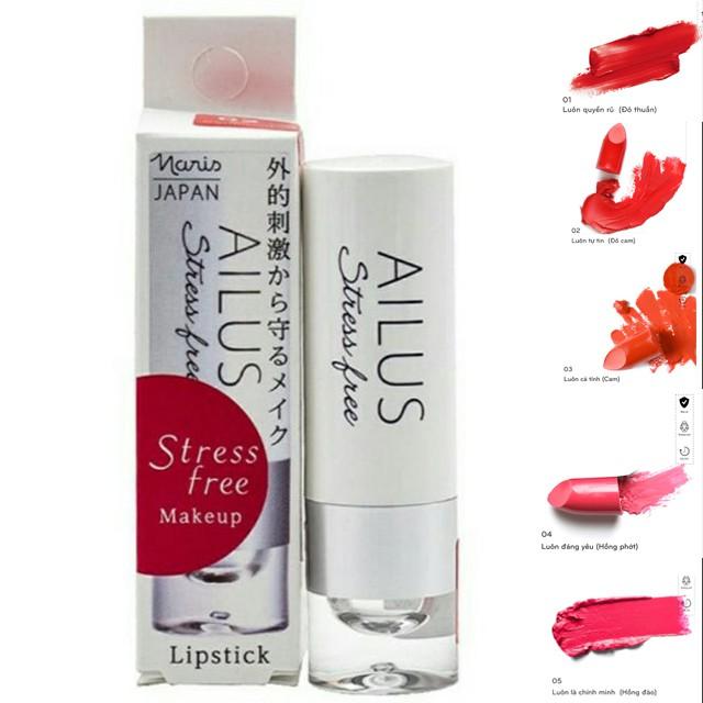 Son lì mịn môi Naris Ailus Stress Free Listick Nhật Bản 4g