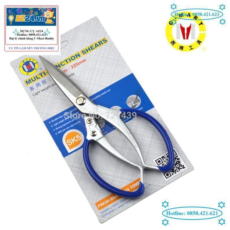 Kéo đa năng lưỡi thép Nhật SK-5 C-Mart A0047 200 - 225mm - tỉa cây cành, cắt thực phẩm chuyên nghiệp