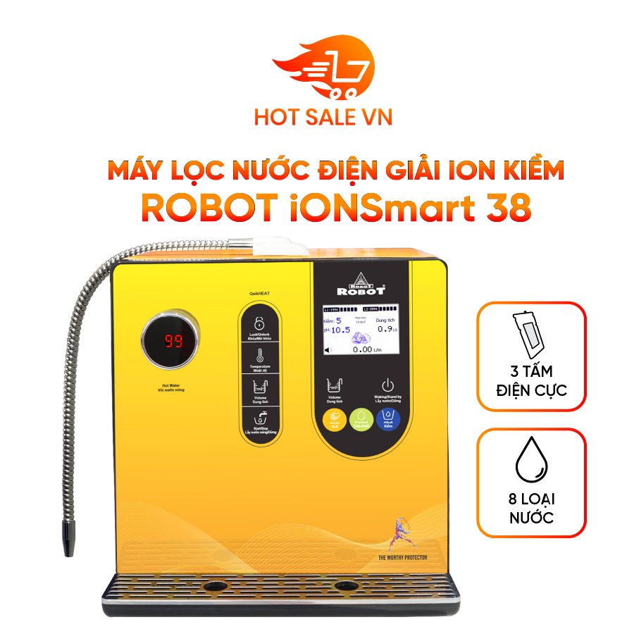 Máy Lọc Nước Điện Giải Ion Kiềm ROBOT IonSmart 38 Nóng Thông Minh Tạo 8 Loại Nước Sử Dụng - Hàng Chính Hãng