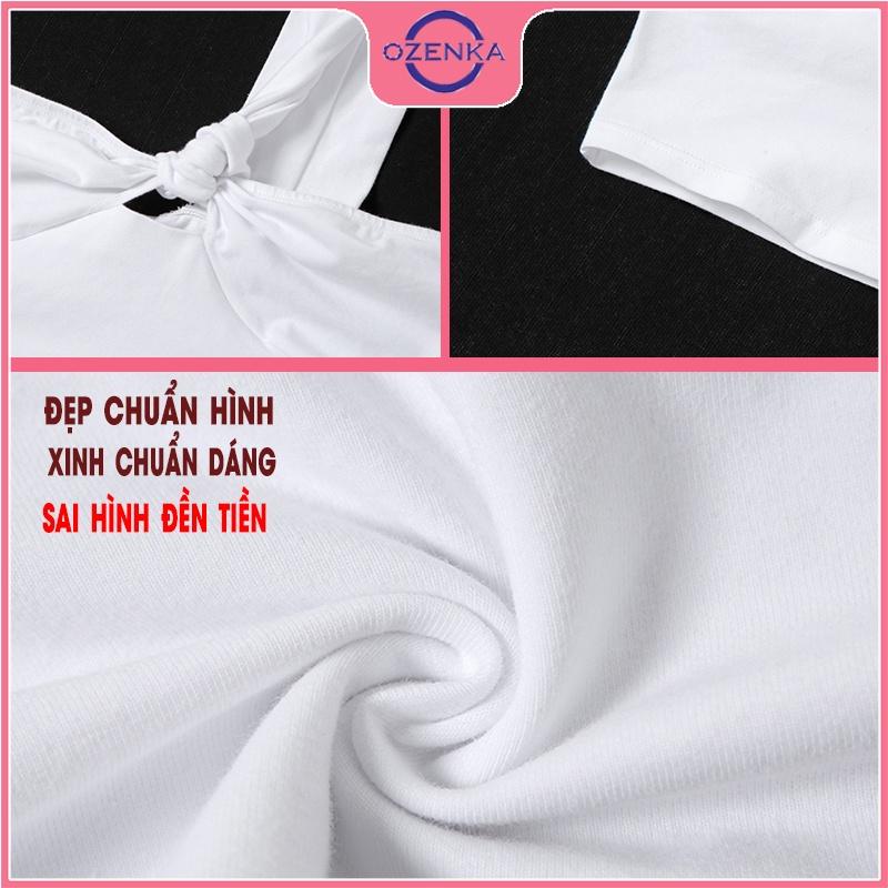 Áo sát nách croptop nữ dây lệch, áo dây quây ngực gợi cảm chất thun gân cotton siêu mát màu đen trắng dưới 50kg