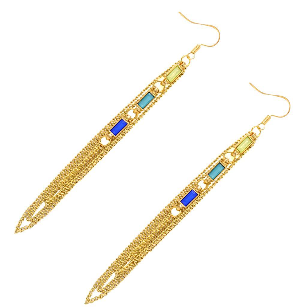 Metal Alloy Long Chain Tassel Drop Dangle Earrings for Women