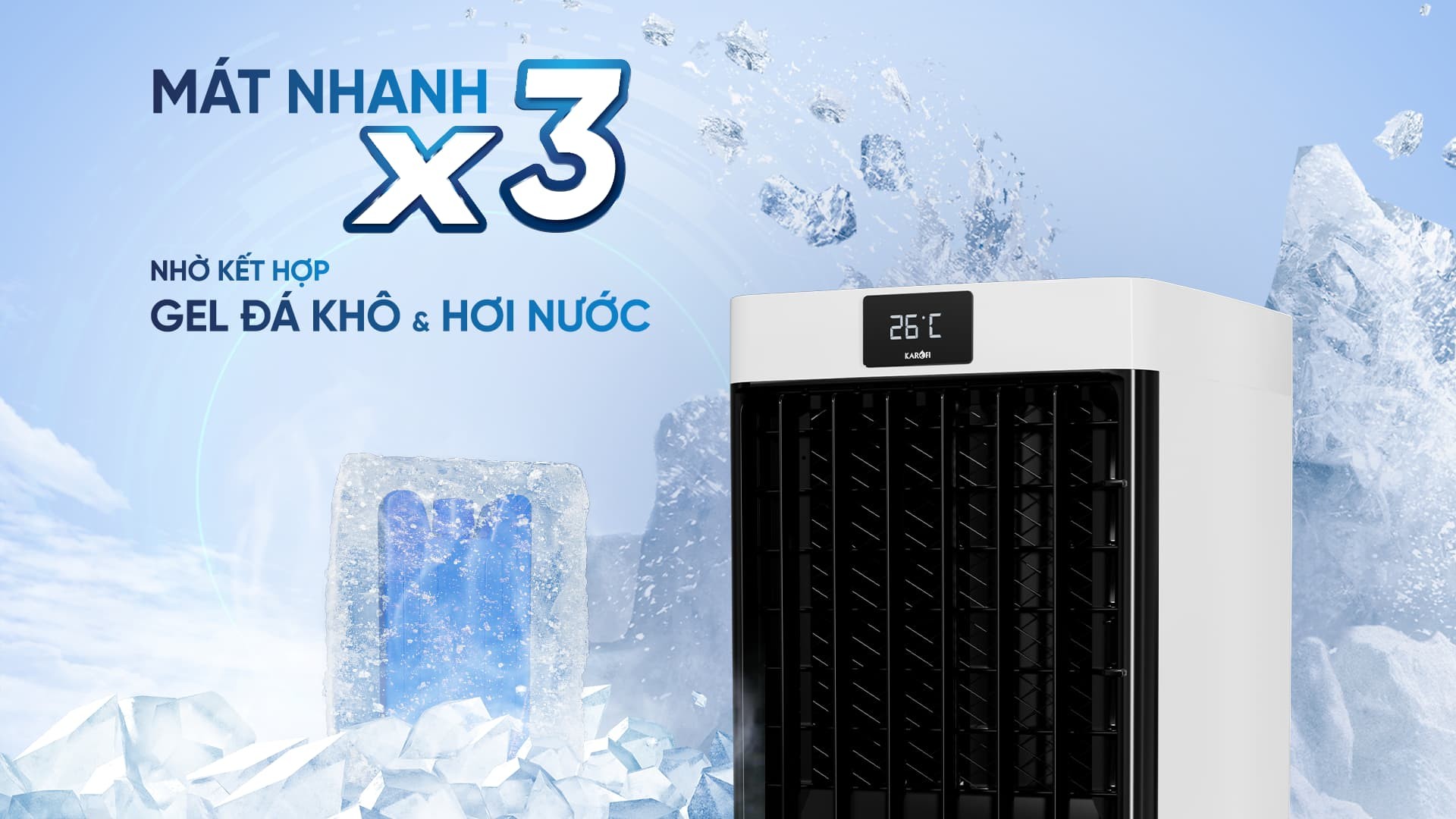 Quạt điều hòa Karofi KAC-H41R 3 chế độ gió công nghệ tạo ion âm - Hàng chính hãng