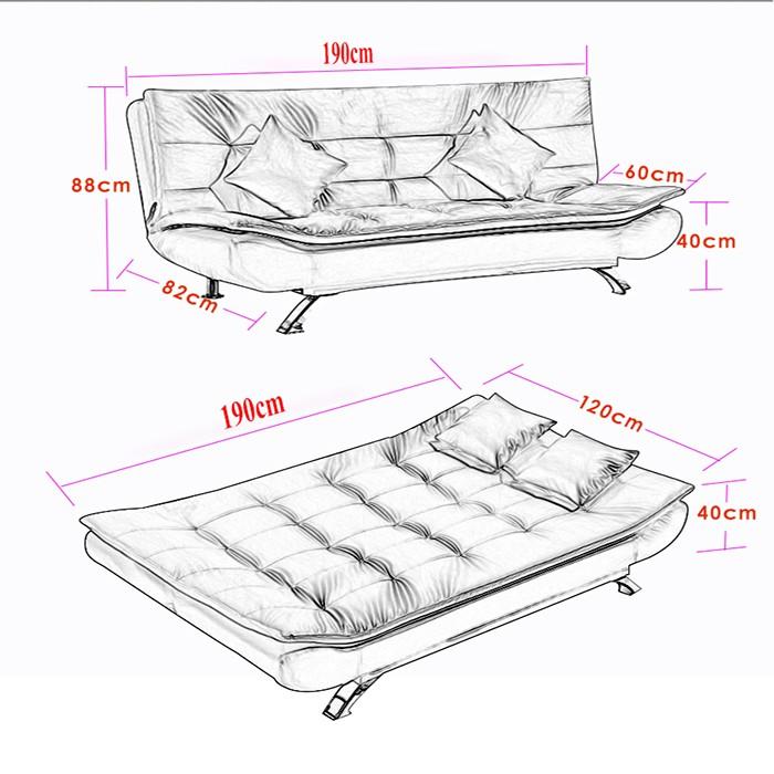 Sofa da có thể gấp gọn thành giường, thành ghế có màu đen, nâu