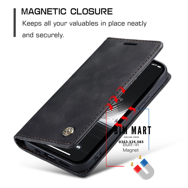 Bao da cao cấp dành cho iPhone 14 dạng ví chính hãng Caseme - Hàng Nhập Khẩu