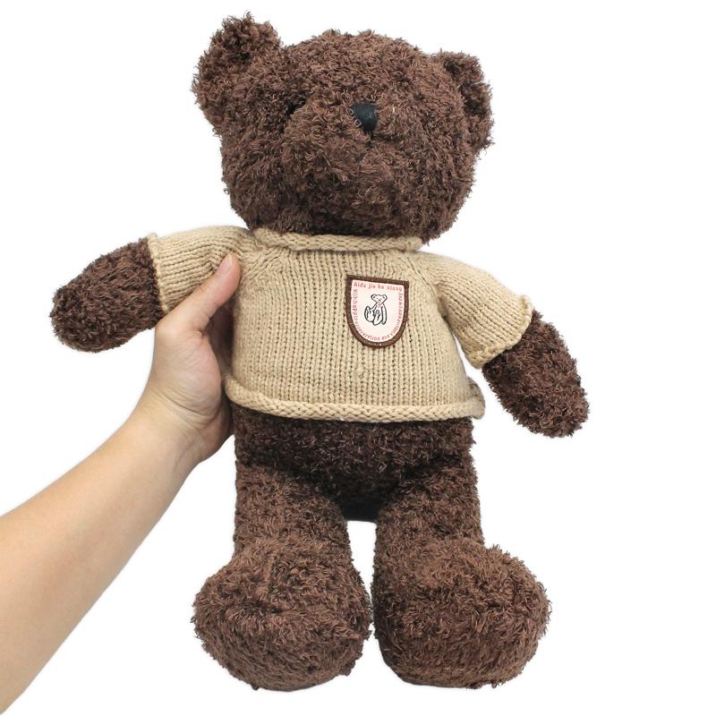 Thú Bông Gấu Teddy Nâu Đậm 50 cm - ZooZoo 50380 - Mặc Áo Len Logo