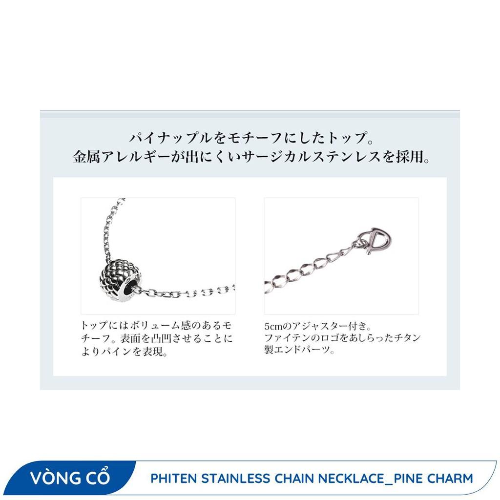 Vòng cổ Phiten stainless chain pine charm 45+5cm XJE31400