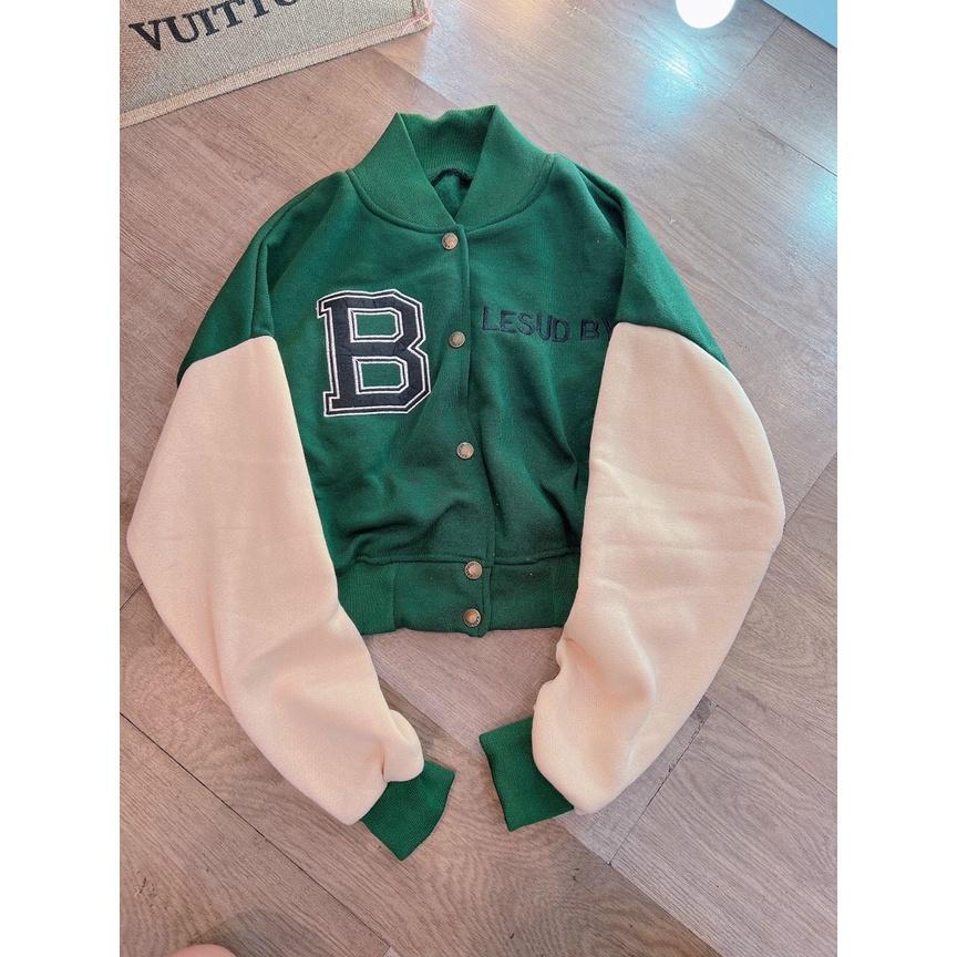 ÁO KHOÁC NỈ BOMBER LOGO B THÊU FORM LỬNG HOT HIT NĂM NĂY