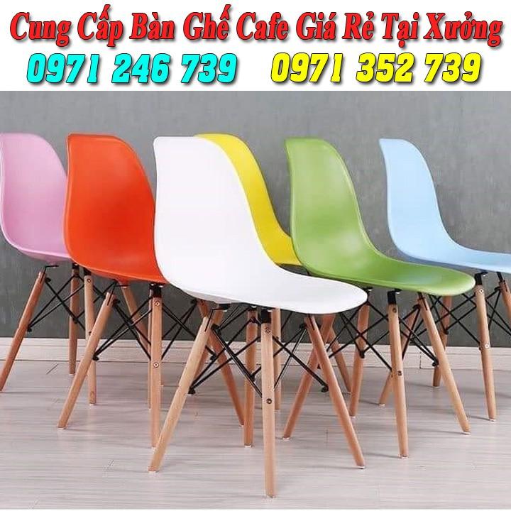 Ghế nhựa chân gỗ - ghế cafe -